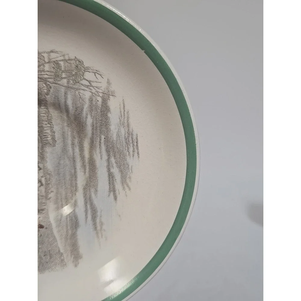 Copeland Spode England Herring Hunt Green #1 Footed Demitasse Cup‎ and #1 Saucer